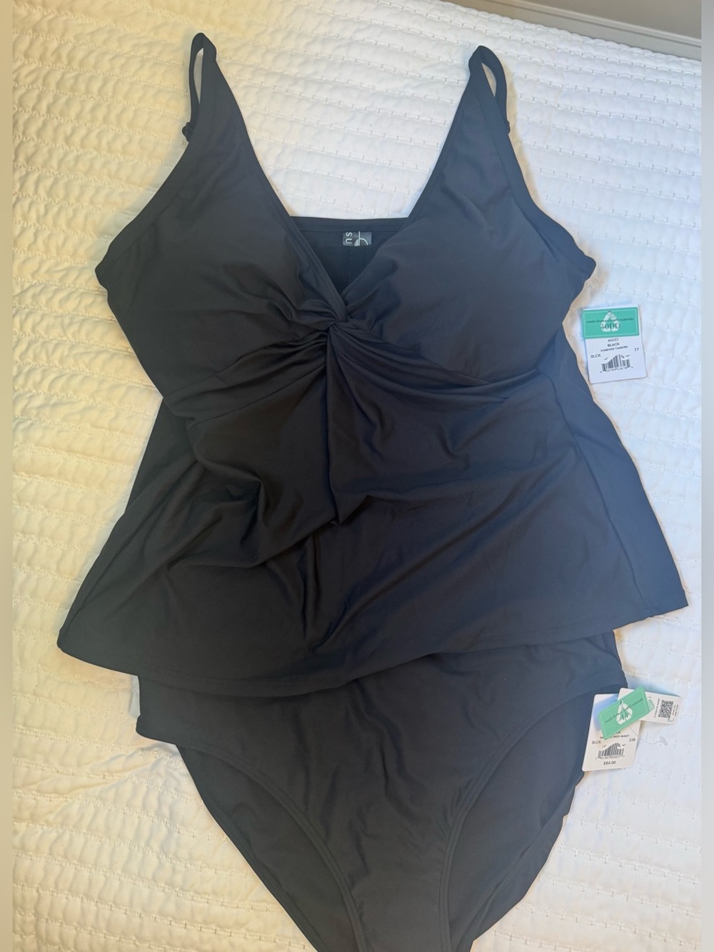 Sunsets Forever Tankini 40DD Hannah High Waist 14 Black NWT